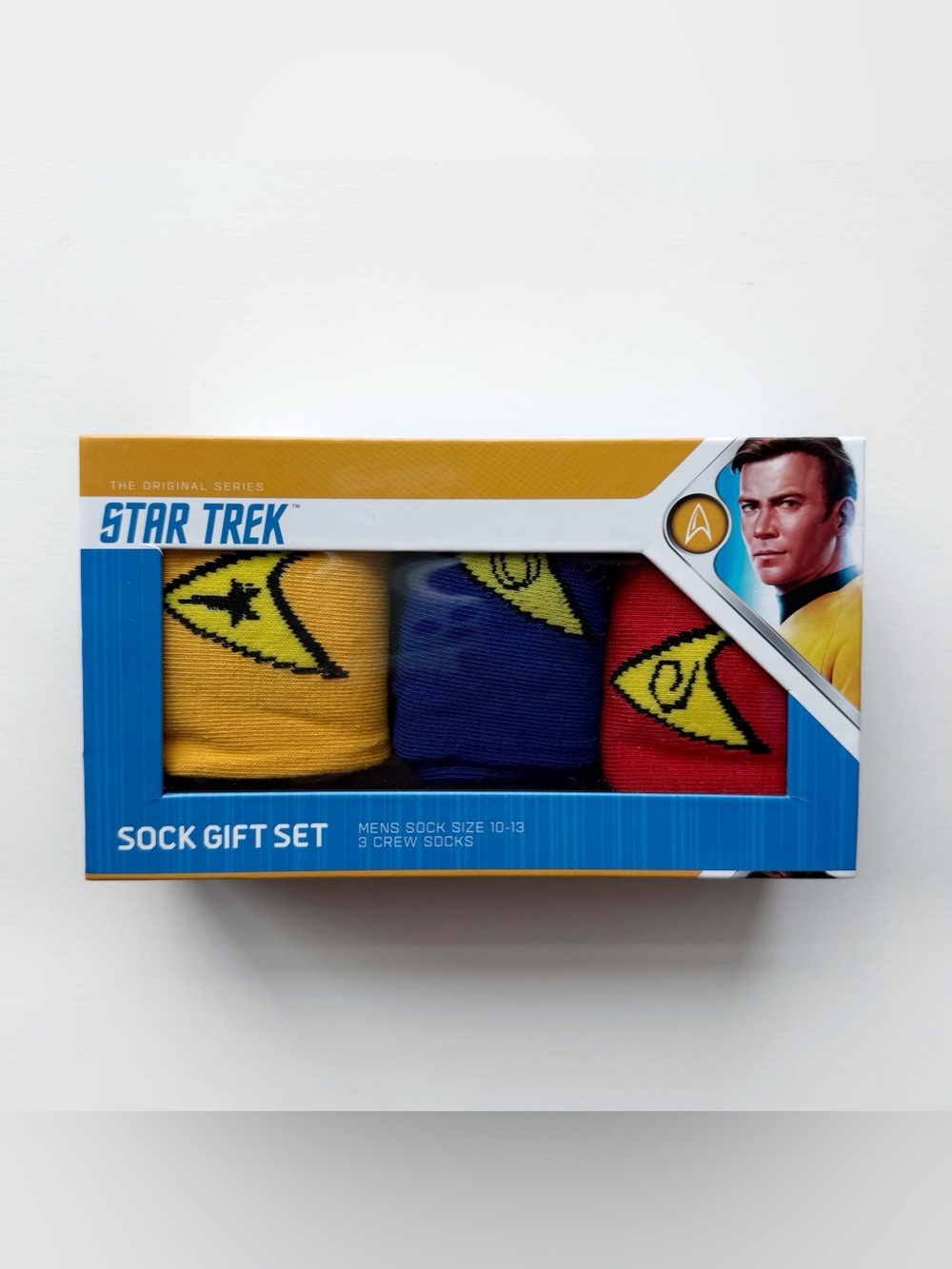Star Trek Crew Socks 3 Pack Mens Gift Set Yellow Red Blue Insignia